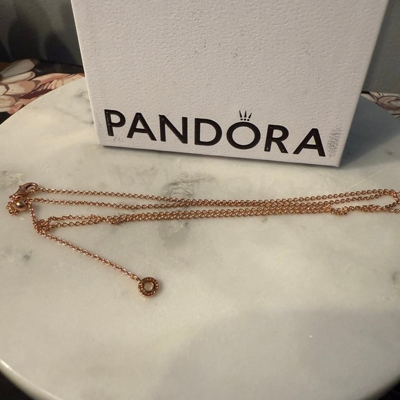 Authentic Pandora Rose Gold Adjustable Curb Chain Necklace - Picture 2 of 8